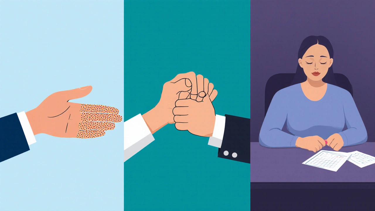 Three therapy styles showing different hand cues side by side.