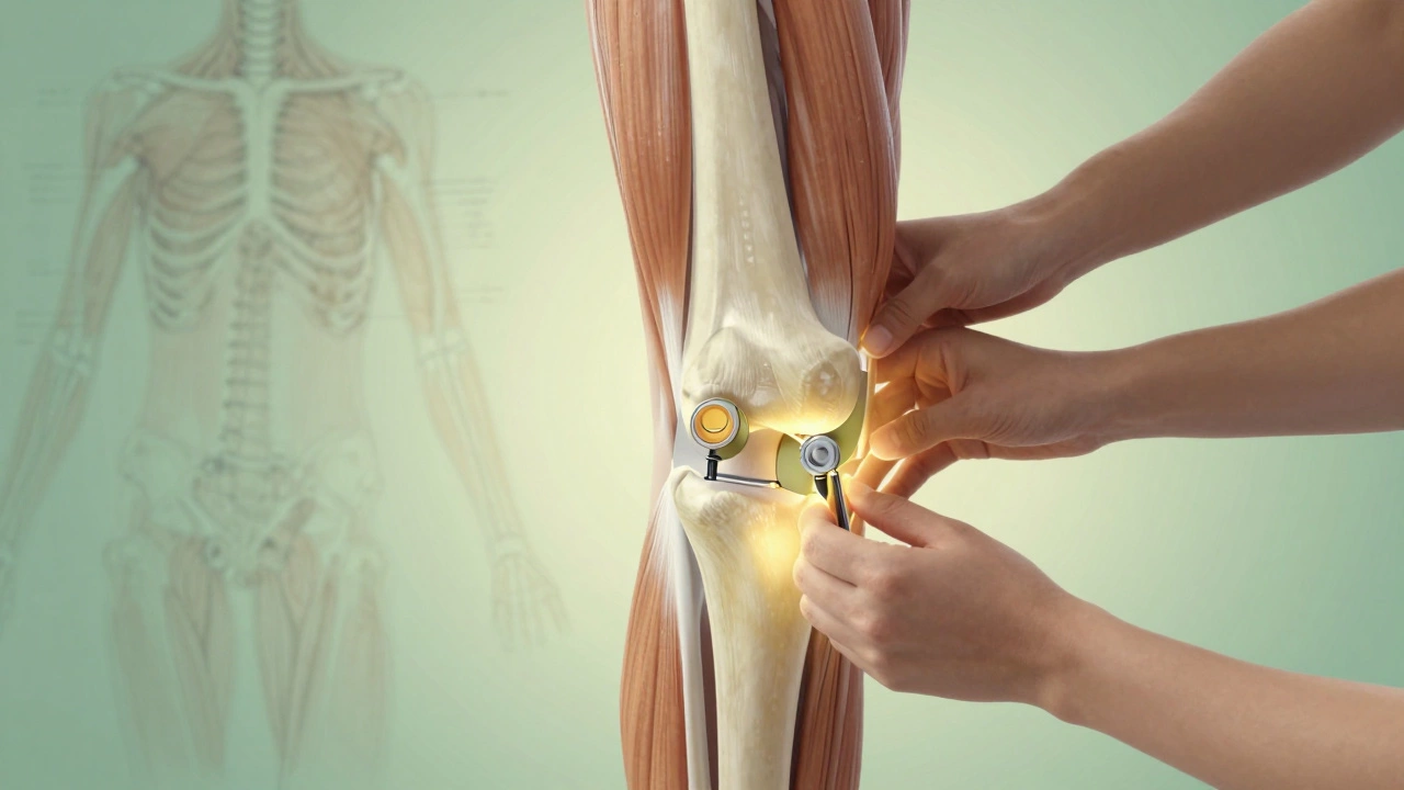 Artistic representation of knee rehabilitation and physical therapy