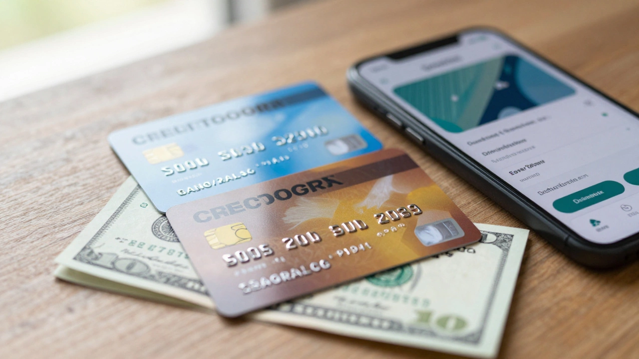 Discount cards and phone app showing medication savings options