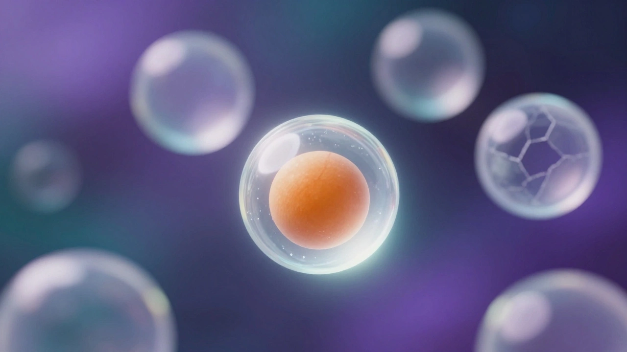 Glowing orbs representing healthy and abnormal eggs