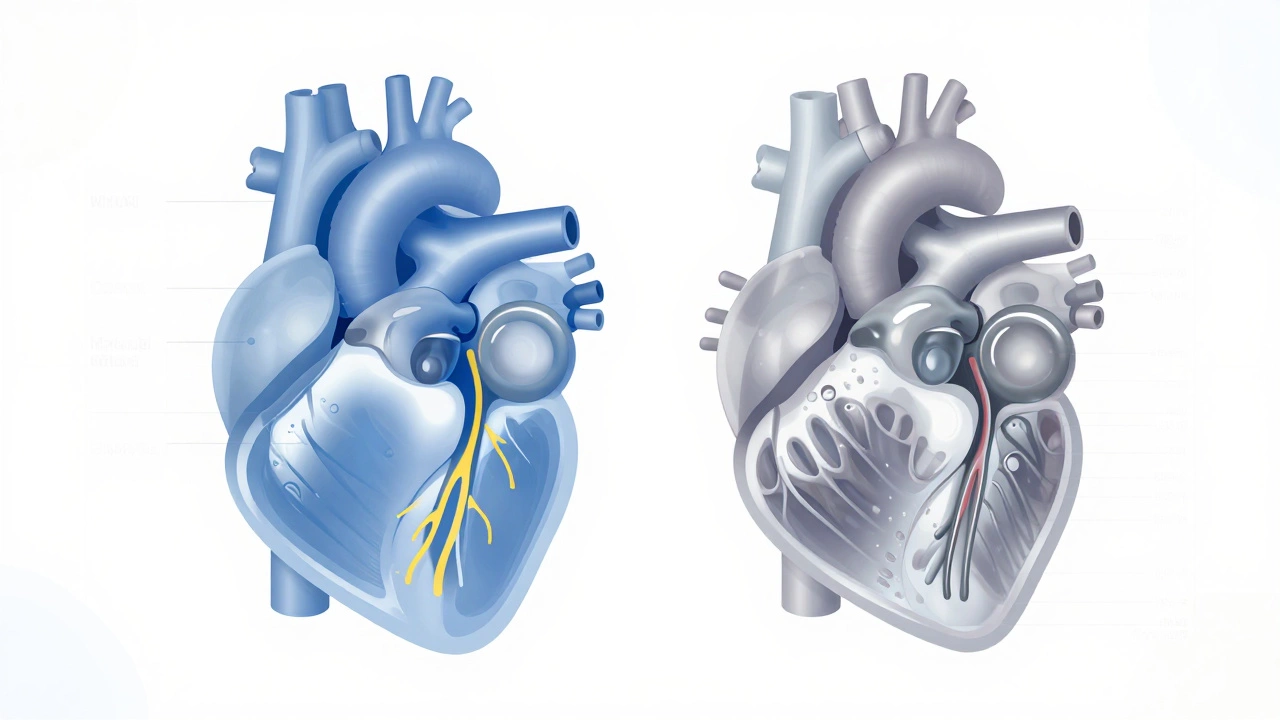 Diagram comparing bypass grafts and heart valve replacements over time