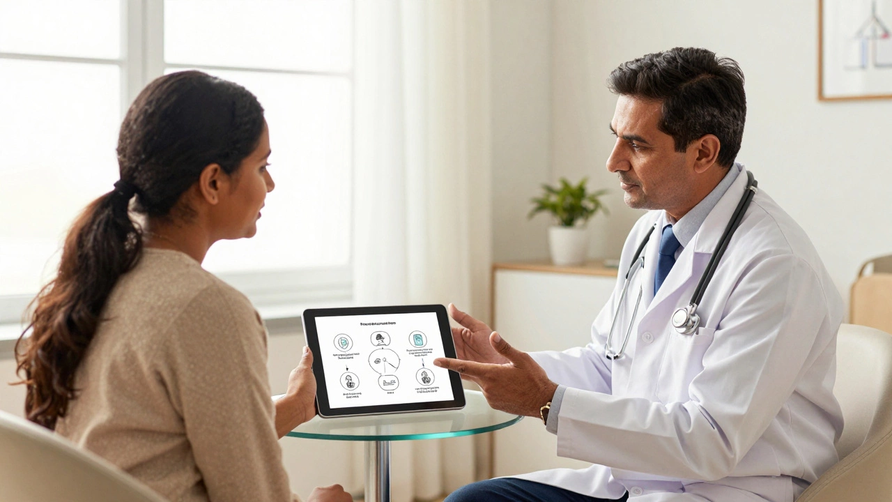 Doctor and patient discussing treatment options together
