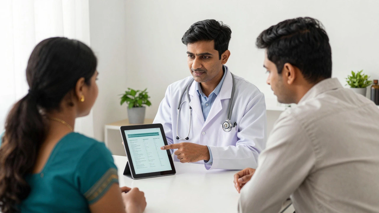 Doctor consulting with patient in a modern Indian clinic