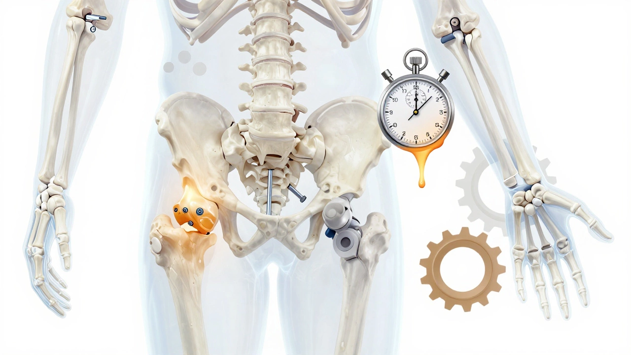 Illustration showing different bone surgeries and factors affecting duration