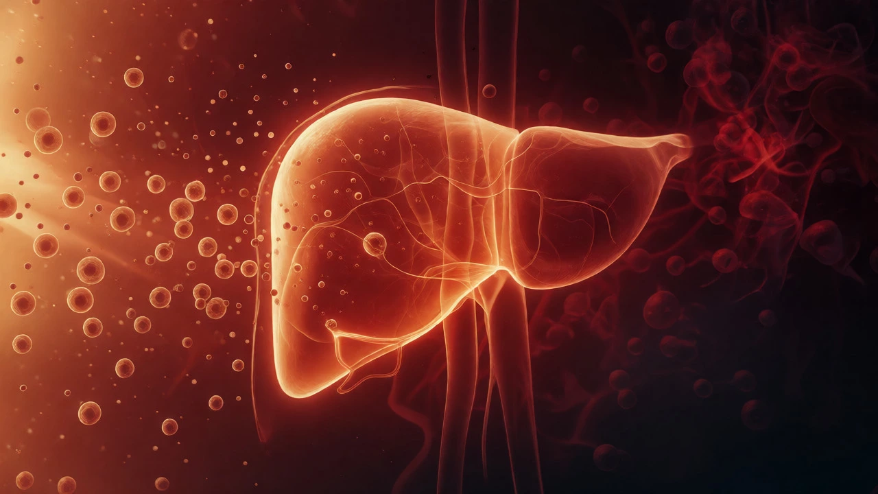 Stylized liver processing lactate with warning signs